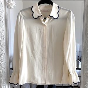 Tory Burch Silk Scalloped Blouse